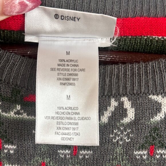 Disney Mickey Mouse, Gray Snowflake, Sleigh Christmas Holiday Sweater - Size M - Picture 6 of 8